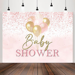 Lofaris Pink Glitter Dots Balloons Baby Shower Backdrop