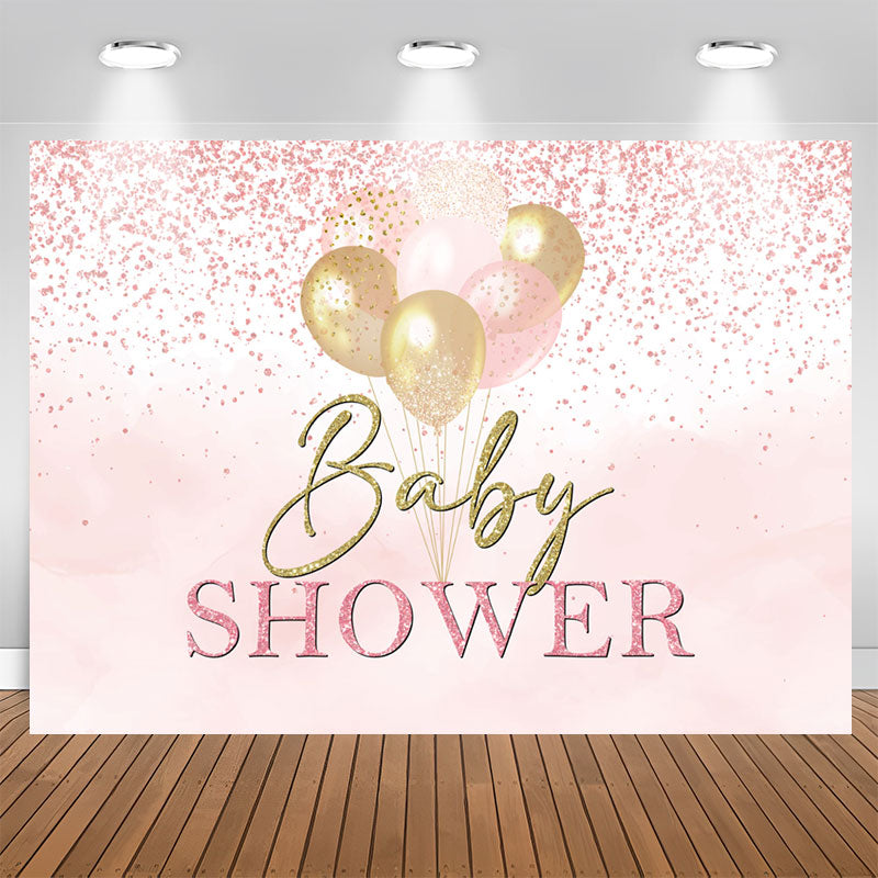 Lofaris Pink Glitter Dots Balloons Baby Shower Backdrop