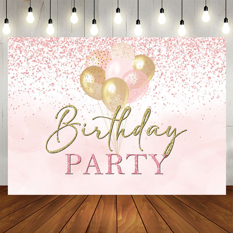 Lofaris Pink Gold Balloons Glitter Birthday Party Backdrop
