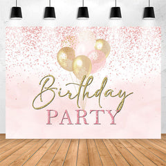Lofaris Pink Gold Balloons Glitter Birthday Party Backdrop