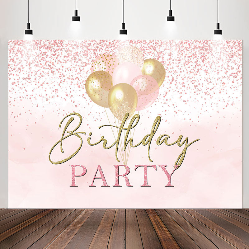 Lofaris Pink Gold Balloons Glitter Birthday Party Backdrop