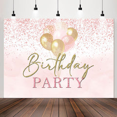 Lofaris Pink Gold Balloons Glitter Birthday Party Backdrop