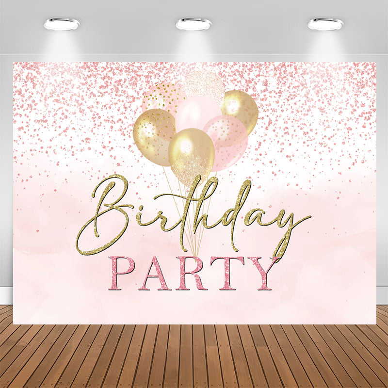 Lofaris Pink Gold Balloons Glitter Birthday Party Backdrop