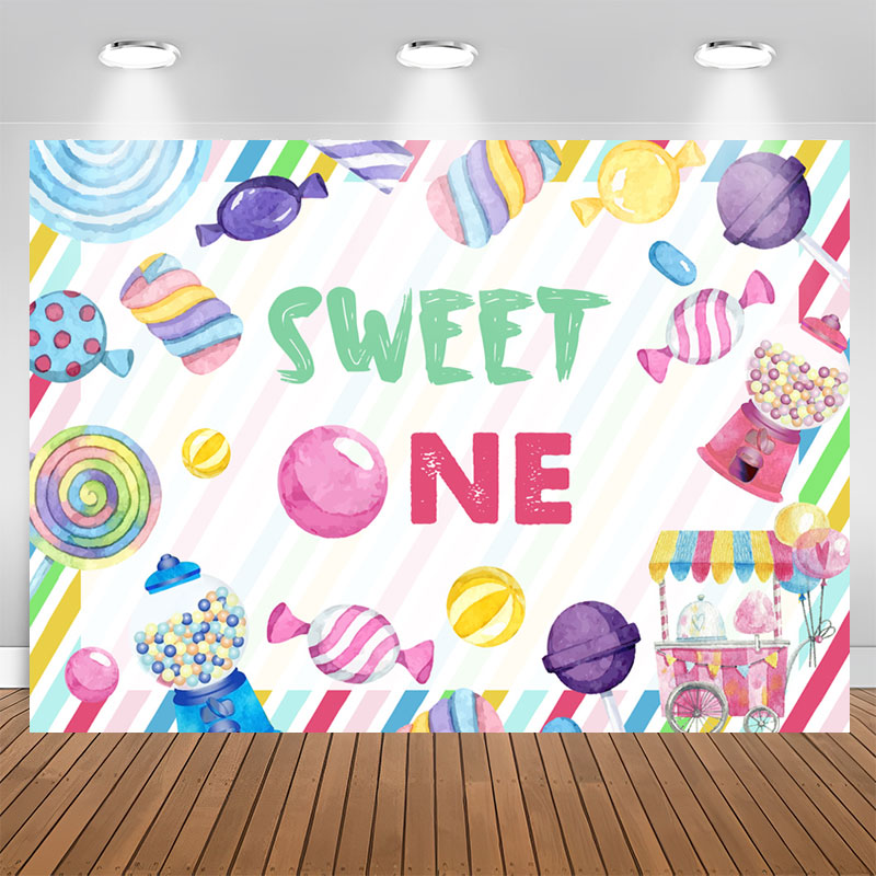 Lofaris Multicolor Sweet One Candy 1st Birthday Backdrop