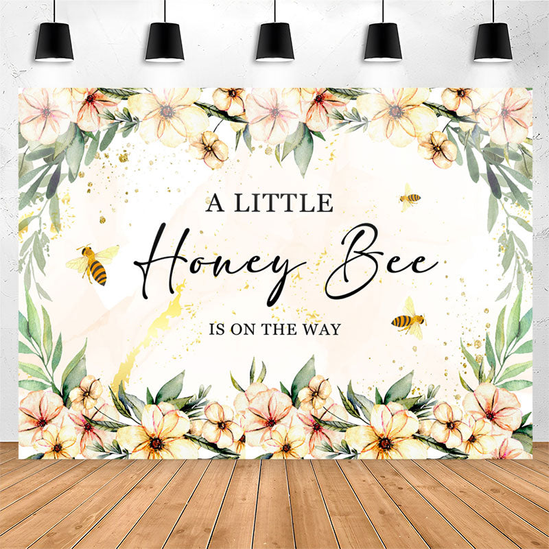 Lofaris Floral Honey Bee Is On The Way Baby Shower Backdrop