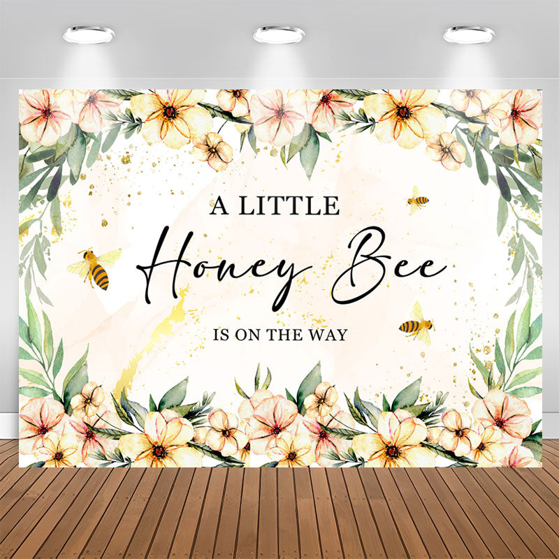 Lofaris Floral Honey Bee Is On The Way Baby Shower Backdrop
