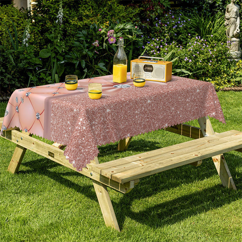 Lofaris Pink Bowknot Diamond Pattern Rectangle Tablecloth