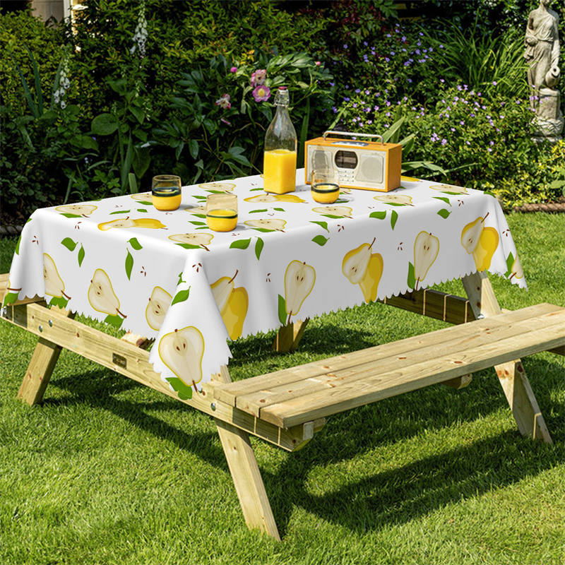 Lofaris Yellow Pears White Leaves Rectangle Tablecloth
