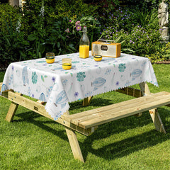 Lofaris Sea Marine Blue White Plant Rectangle Tablecloth