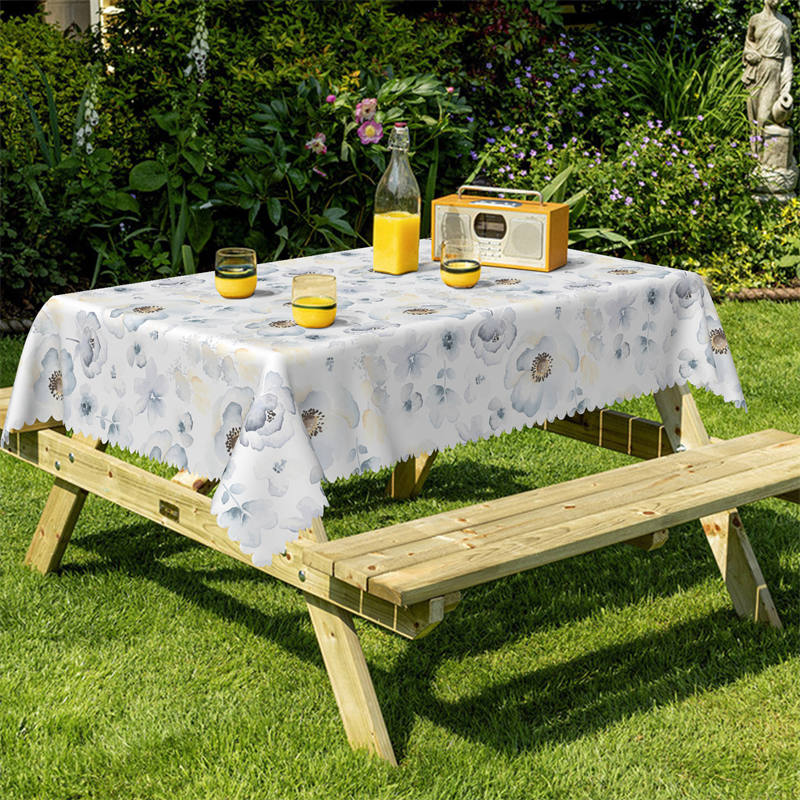 Lofaris Light Blue Flowers Pattern Rectangle Tablecloth