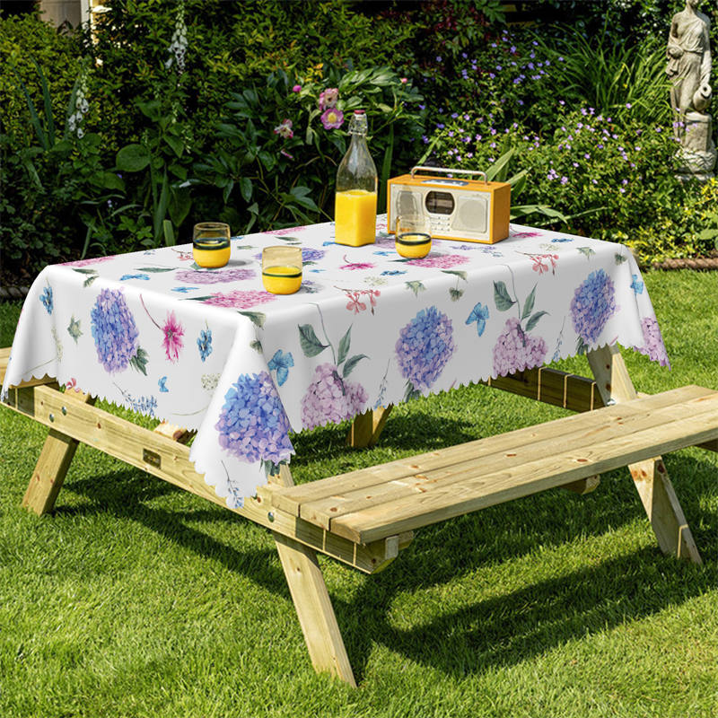 Lofaris Purple Pink Flowers Butterflies Restaurant Tablecloth