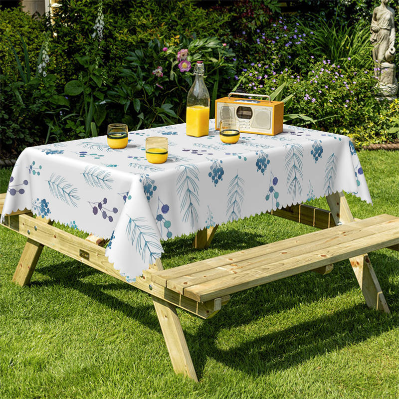 Lofaris Herbs Teal Kitchen Pattern Square Tablecloth Decor