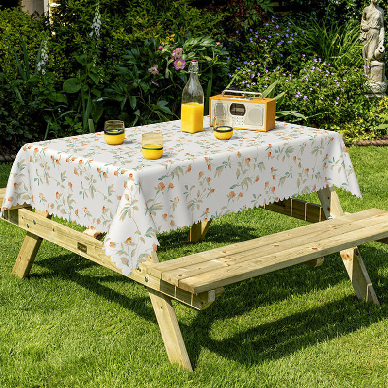 Lofaris Orange Flowers Country Dining Room Pattern Tablecloth