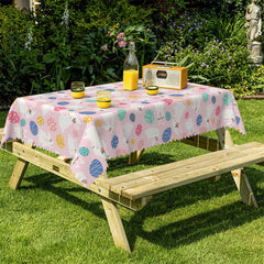 Lofaris Rabit Eggs Pink Easter Pattern Rectangle Tablecloth