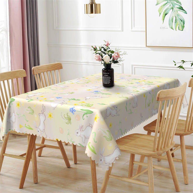 Lofaris White Rabit Rectangle Tablecloth Indoor And Outdoor
