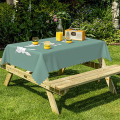 Lofaris White Rabit Simple Green Kitchen Rectangle Tablecloth