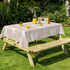 Lofaris Lovely White Rabit Pink Pattern Rectangle Tablecloth