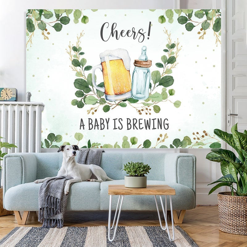 Lofaris A Baby is Brewing Feeding Bottle and Beer Shower Backdrop
