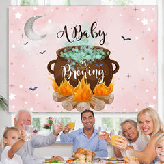 Lofaris A Baby Is Brewing Moon And Star Pink Shower Backdrop