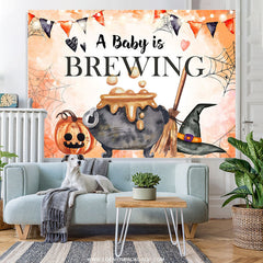 Lofaris A Baby Is Brewing Orange Backdrop Banner For Shower