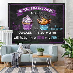 Lofaris A Bun Is In The Oven Purple Blue Baby Shower Backdrop