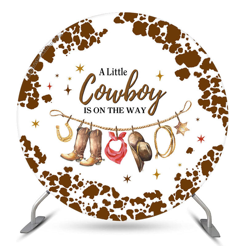 Lofaris A Cowboy Is On The Way Circle Baby Shower Backdrop