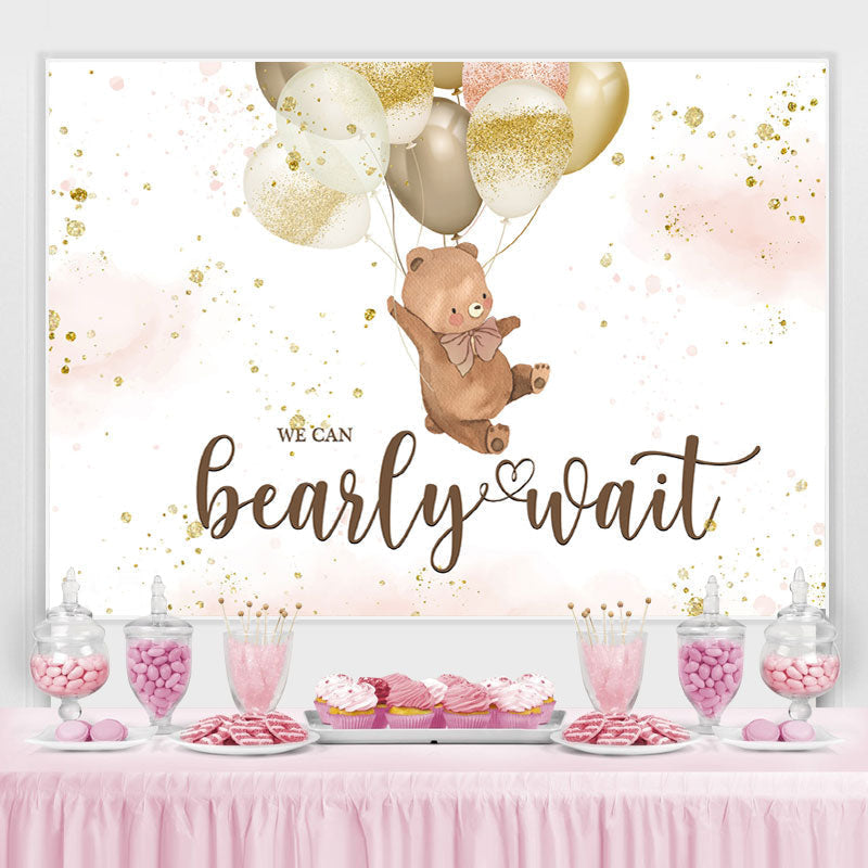 Lofaris A Cute Teddy Bear with Balloons Baby Shower Backdrop
