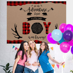 Lofaris A Little Boy Is On His Way Wood Baby Shower Backdrop