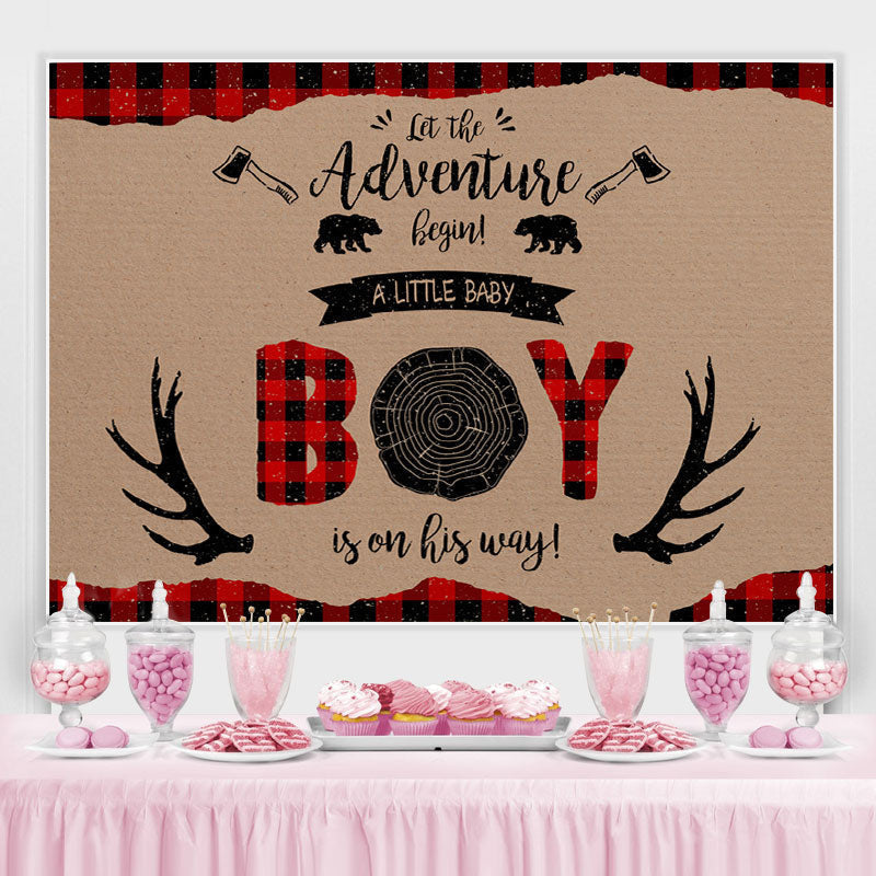 Lofaris A Little Boy Is On His Way Wood Baby Shower Backdrop