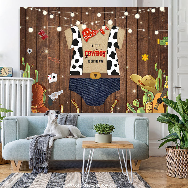 Lofaris A Little Cow Boy Is On The Way Baby Showr Backdrop