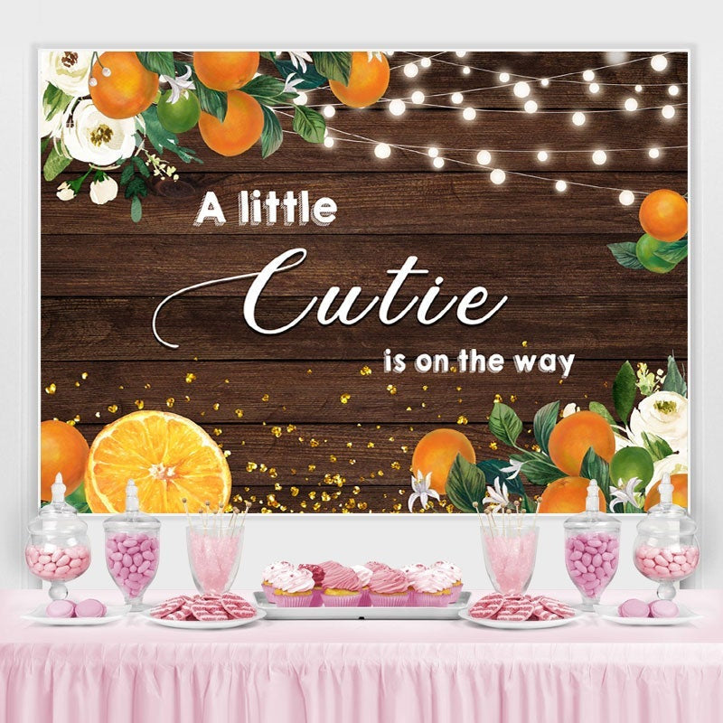 Lofaris A Little Cutie Is On the Way Orange Backdrop for Baby Shower