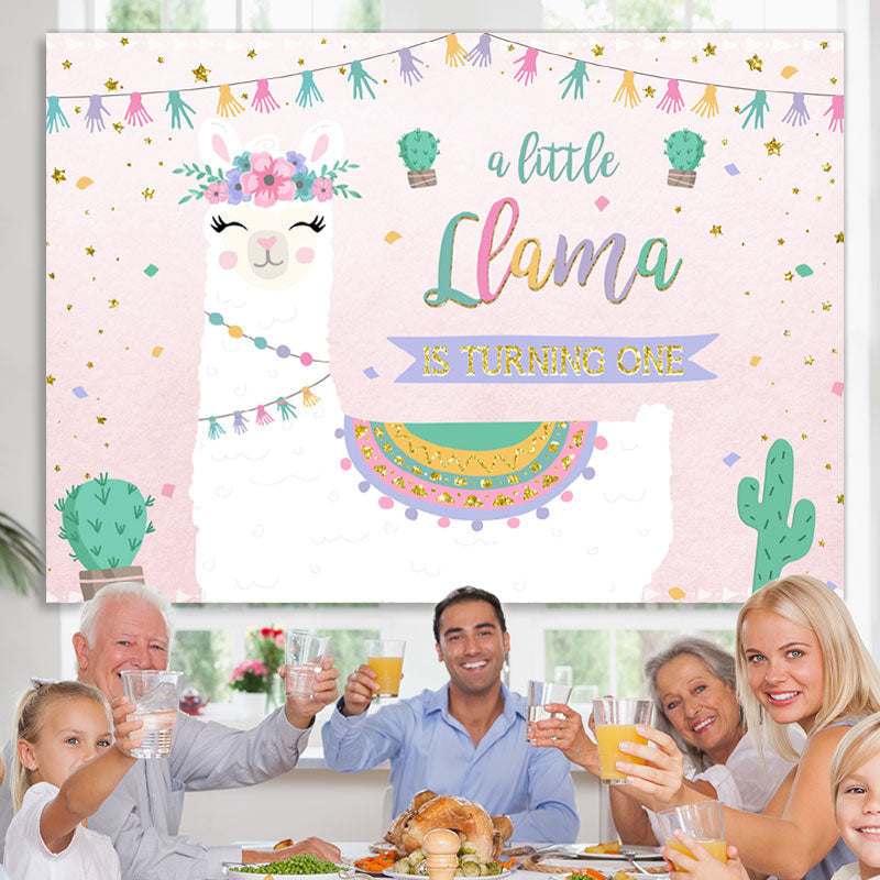 Lofaris A Little Llama Is Turning One Birthday Party Backdrop