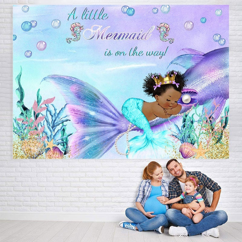 Lofaris A Little Mermaid is on the way Baby Shower Backdrop