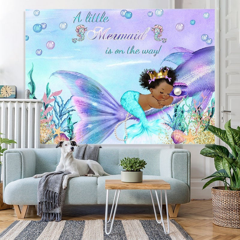 Lofaris A Little Mermaid is on the way Baby Shower Backdrop