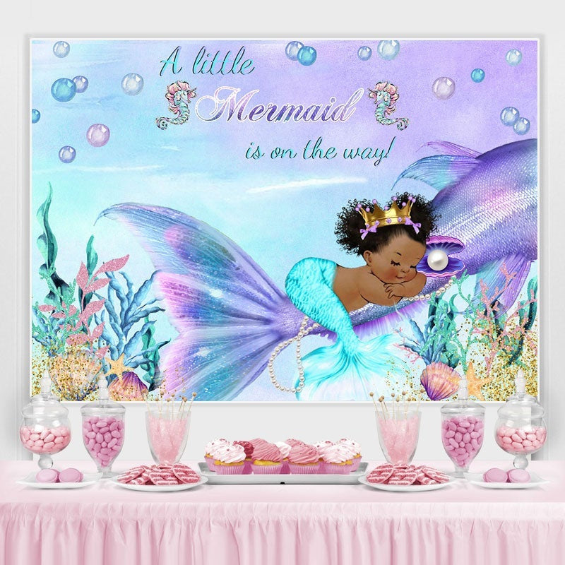 Lofaris A Little Mermaid is on the way Baby Shower Backdrop