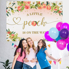 Lofaris A Little Peach Is On The Way Pink Baby Shower Backdrop