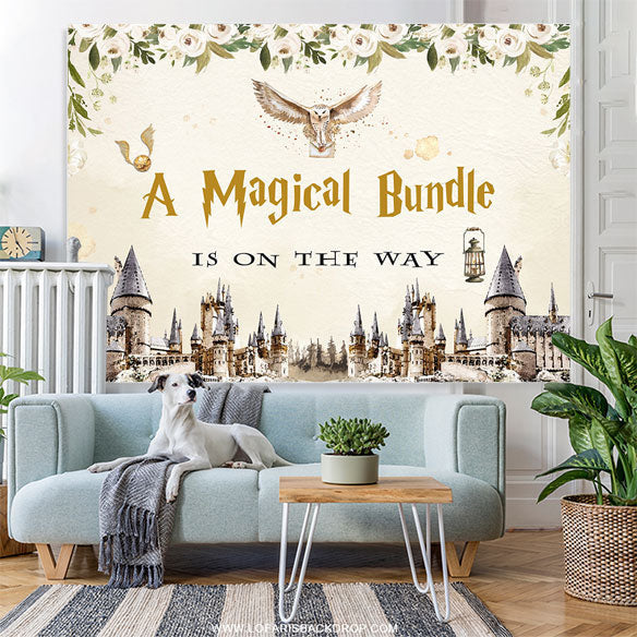 Lofaris A Magical Bundle Castle Floral Baby Shower Backdrop