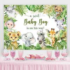 Lofaris A Sweet Baby Boy Is On His Way Animals Green Shower Backdrop