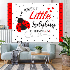 Lofaris A Sweet Little Ladybug Is Turning One Birthday Backdrop