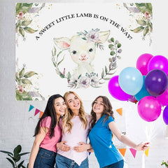 Lofaris A Sweet Little Lamb Is On The Way Baby Shower Backdrop
