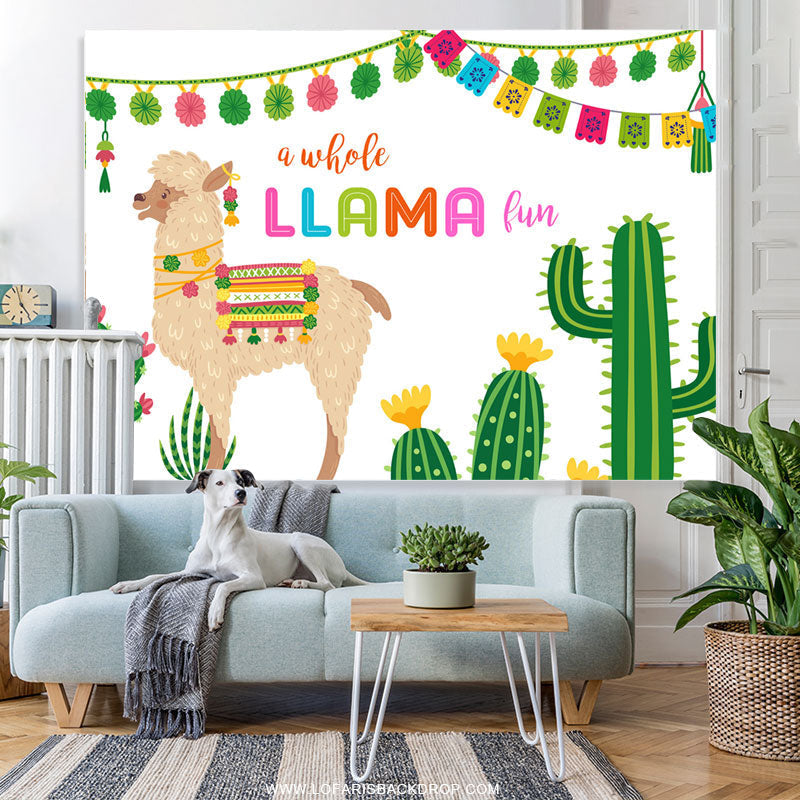 Lofaris A Whole Llama Fun Themed Colorful Birthday Backdrop