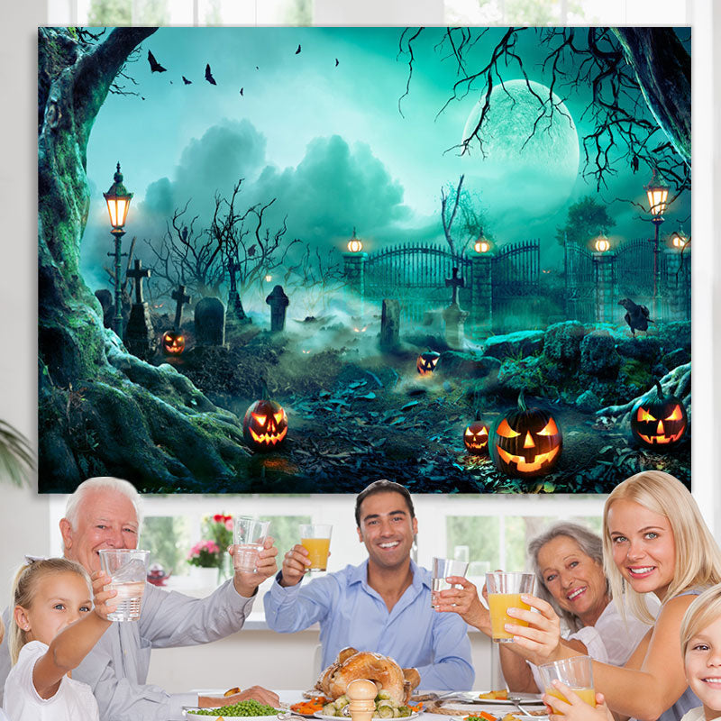 Lofaris Abandoned House Pumpkin Lantern Halloween Backdrop