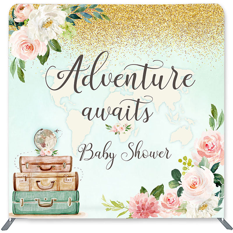 Lofaris Adventure Awaits Flower Double-Sided Backdrop for Baby Shower