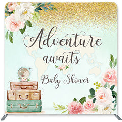 Lofaris Adventure Awaits Flower Double-Sided Backdrop for Baby Shower