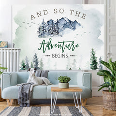 Lofaris Adventure Begins Foggy Forest Baby Shower Backdrop