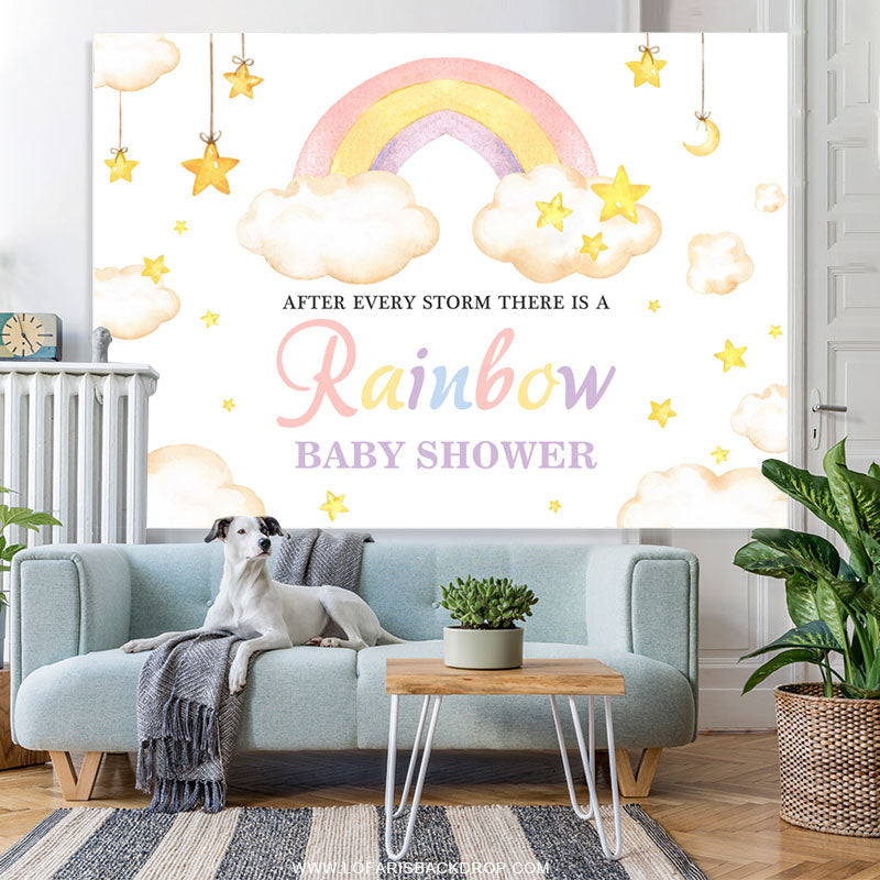 Lofaris After Storm There Is Rainbow Baby Shower Backdrop