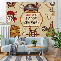 Lofaris Ahoy Matey Horrible Halloween Happy Birthday Backdrop