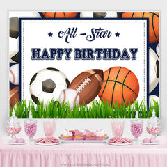 Lofaris Allstar Grass Theme Happy Birthday Backdrop For Boy