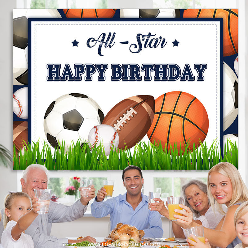 Lofaris Allstar Grass Theme Happy Birthday Backdrop For Boy