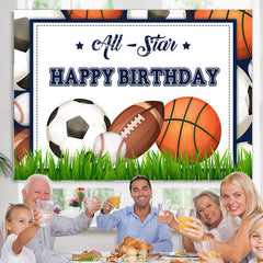 Lofaris Allstar Grass Theme Happy Birthday Backdrop For Boy